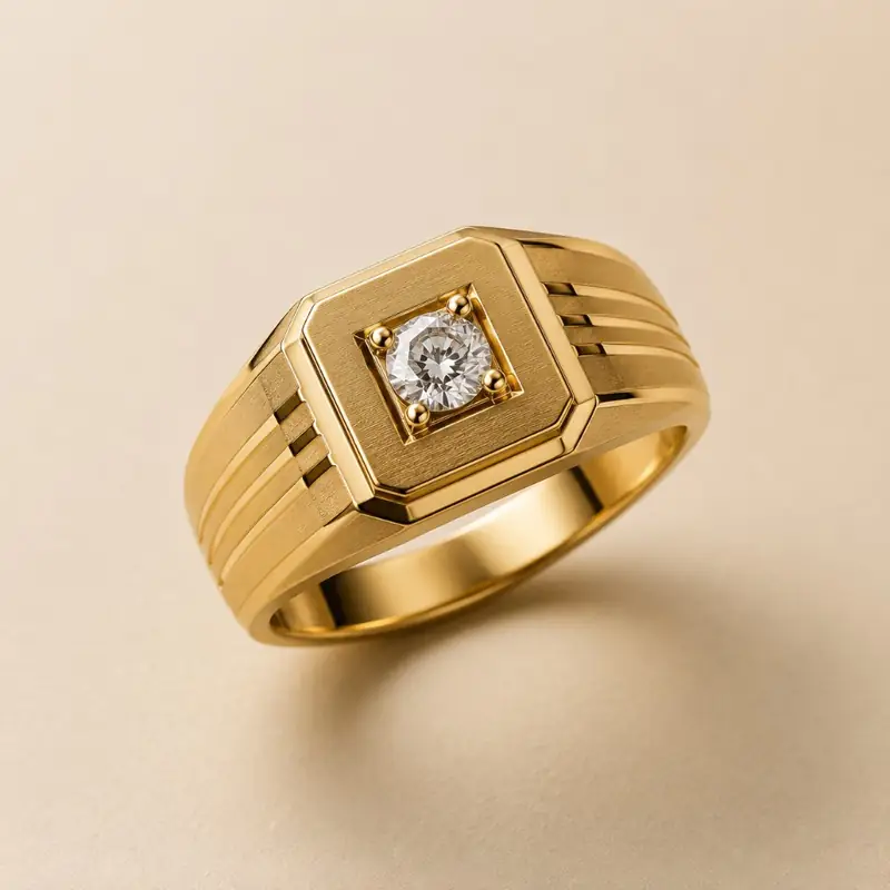 Men's Octagon Diamond Signet - BBS GOLD wholesale collection