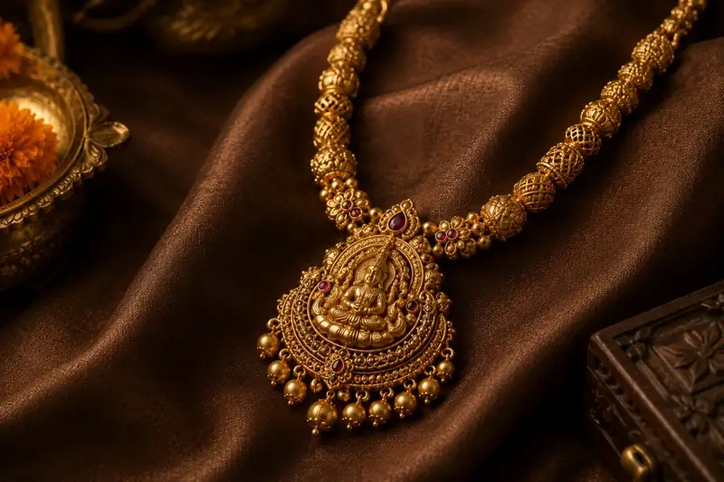Lakshmi Temple Pendant Haar - BBS GOLD wholesale collection